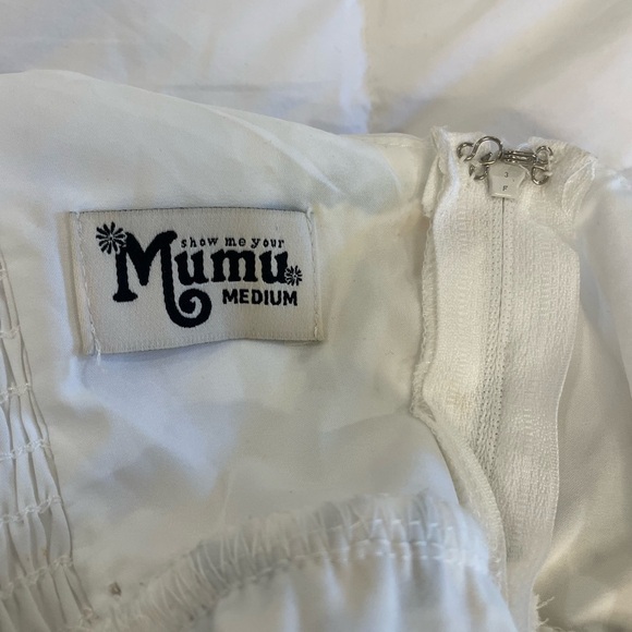 Show Me Your MuMu size Medium White Floral Dress With two Front Slits - Picture 15 of 16